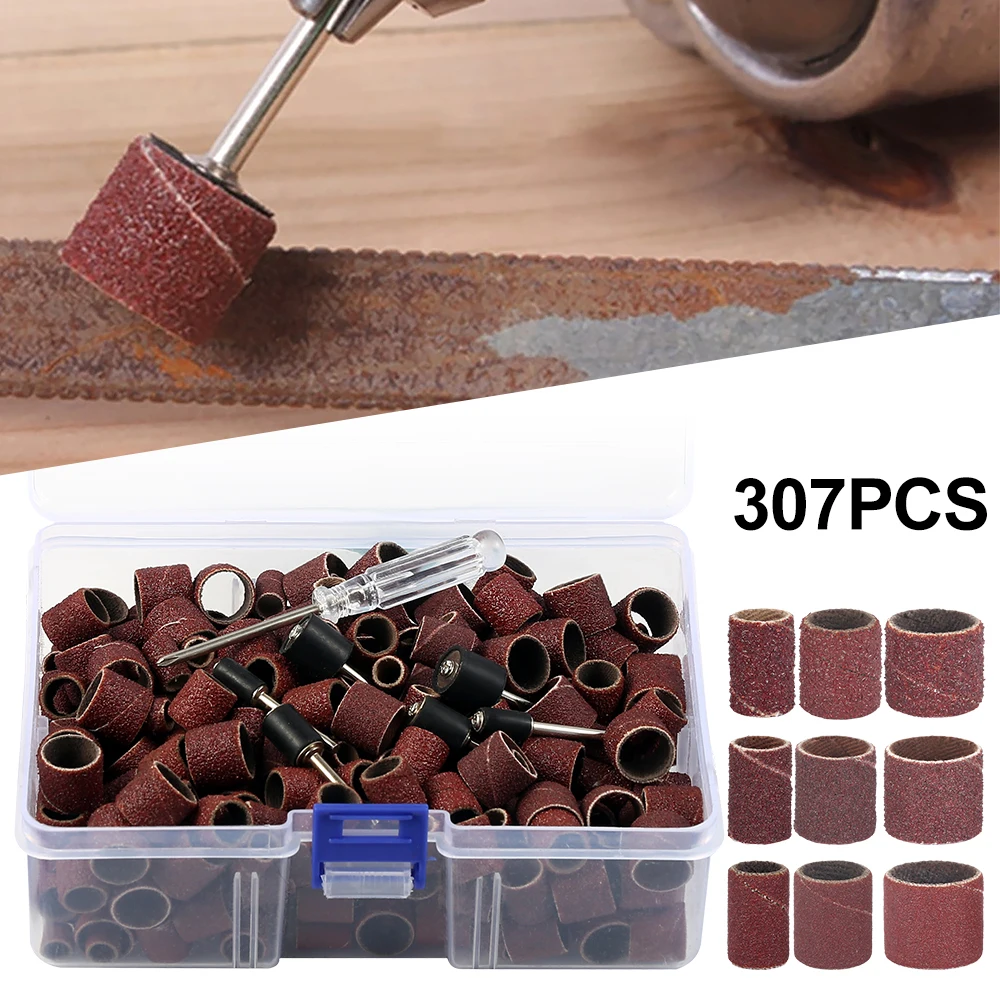 

307pcs Sanding Drum Kit Drum Sander Set #80 #120 #240 Sanding Band for Dremel Sleeves for Electric Mini Grinder Sanding Mandrels