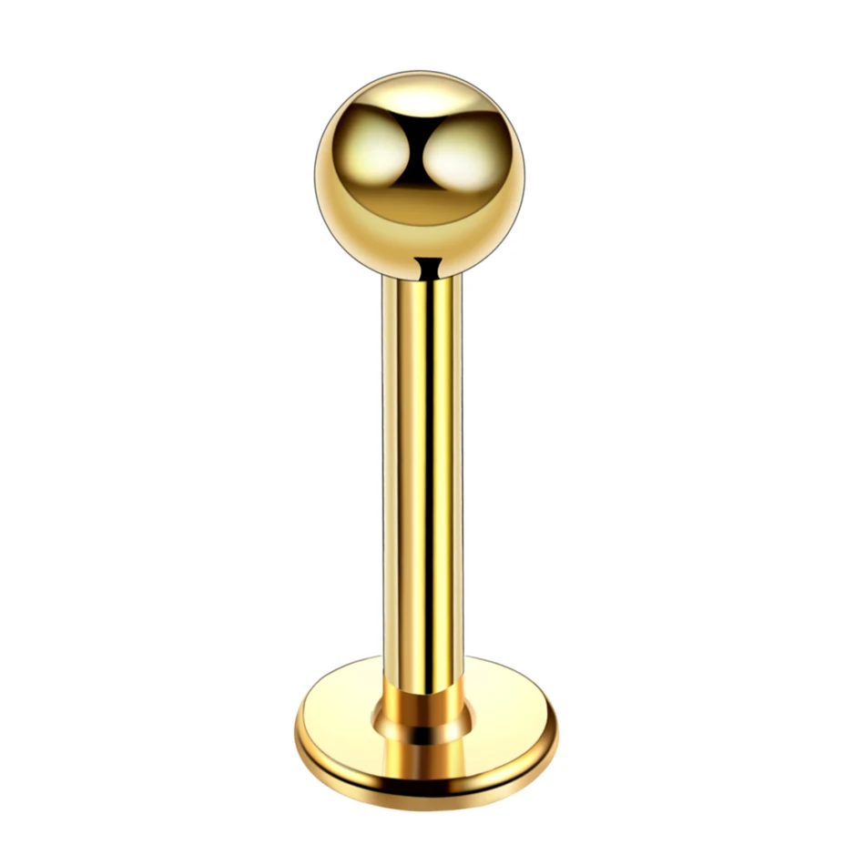 10 штук титанового анодированного нержавеющей стали 3мм Шарик Лабрет Монро Губная кольцо/Трагус/Хеликс/хрящка серьга Студ Барбел Золотой