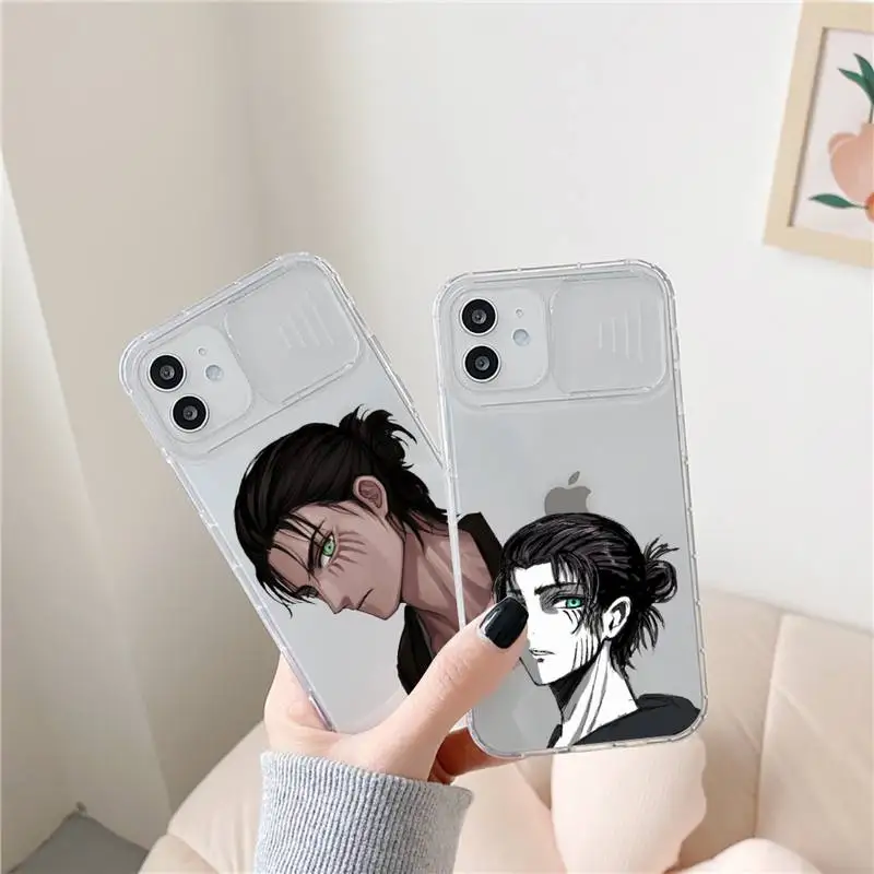 

Anime Attack On Titan Phone Case transparent For iPhone 7 8 11 12 X XS XR MINI Pro Max Plus Slide Camera Lens Protect