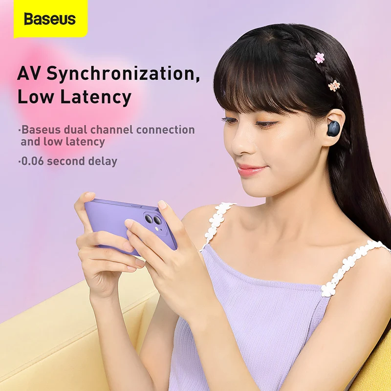 Baseus E2 настоящие беспроводные наушники Bluetooth 5 2 TWS в ухо HD стерео гарнитура для iPhone