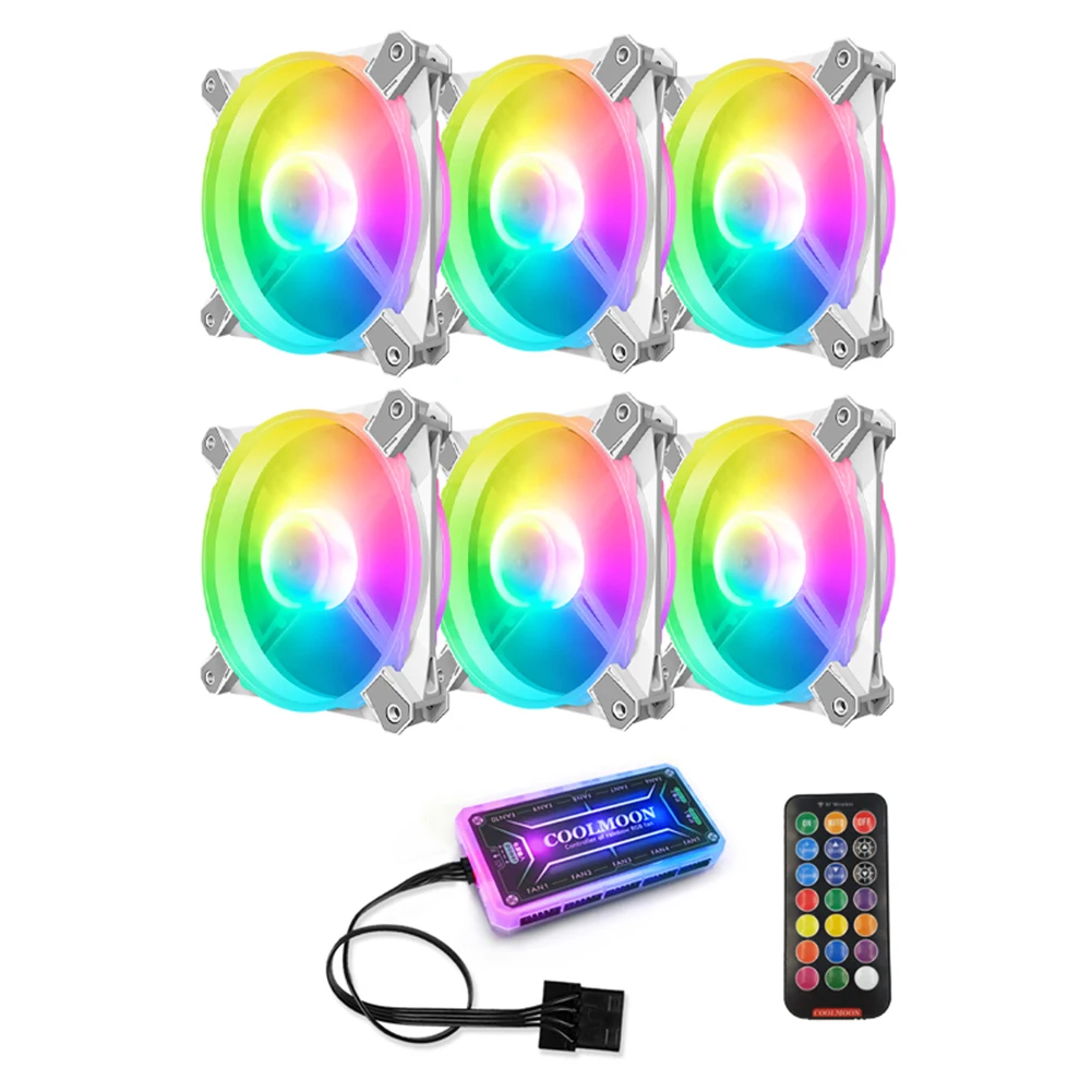 

COOLMOON 16 RGB LED Hydraulic Bearings PC Computer Case Cooling Fan 12cm Quiet Silent Chassis Cooler Radiator with 4 Pin Control