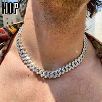 hip hop 15mm 3 row baguette prong cuban chains bling iced out cz setting aaa cubic zirconia box buckle necklace for men jewelry