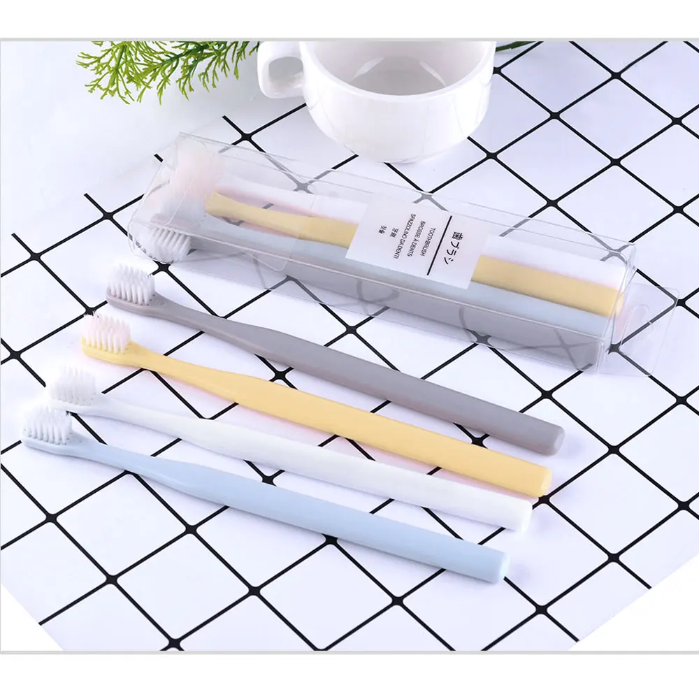 

4Pcs Adult Toothbrush Environmentally Bamboo Fiber Toothbrush Antibacterial Teeth Care Bathroom Travel Portable Tooth Brush
