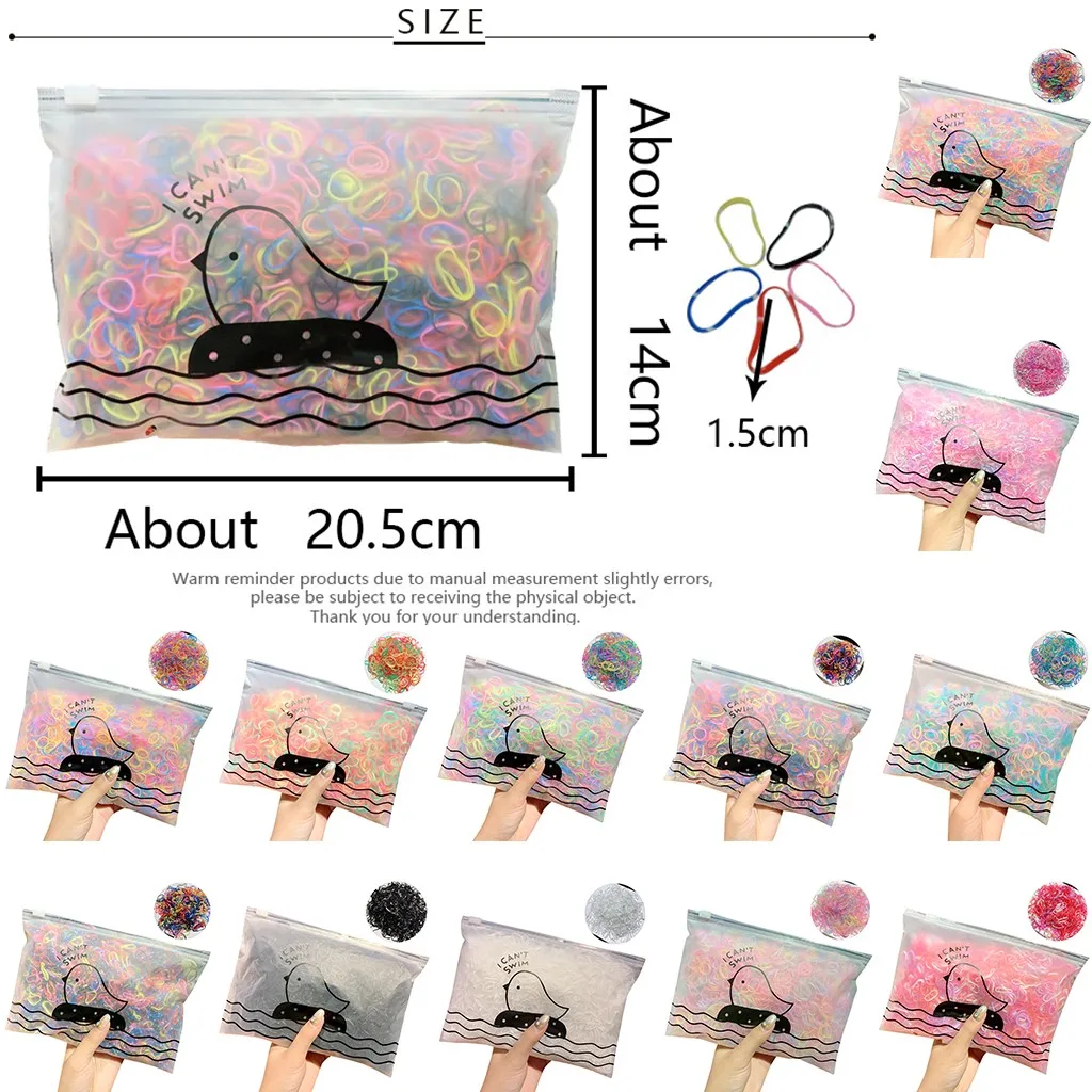 

1000pcs/lot Girl Hair Bands Children Color Gum For Hair Turban Elastic Scrunchie Pack Transparent Hair Ties Hair Accessories