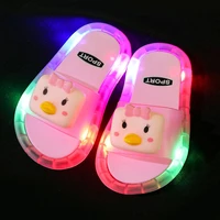 2021 new boy children led garden shoes kids slippers baby bathroom sandals shoes for girl light up luminescence pink duck