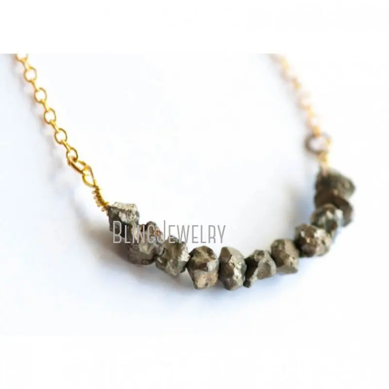Золотая пиритовая балка NM39720 ювелирные изделия Nugget ожерелье из бисера
