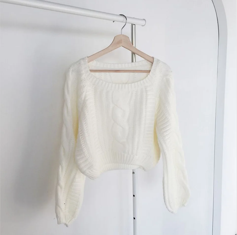 Neploe Pull Femme свободная короткая перекрестная вязка Топы Женские однотонные цветной фонарь свитер с длинными рукавами женские корейские модные новые уличные