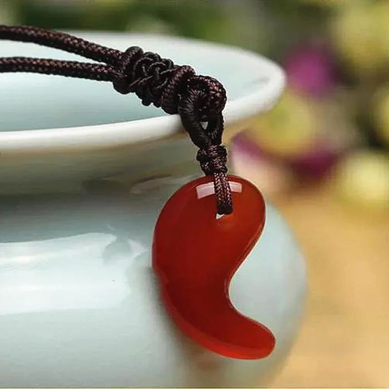 Natural Obsidian Pendant Tai Chi Necklace Magatama Agate Lucky Amulet Jade Jewelry Gift Men Women | Украшения и аксессуары