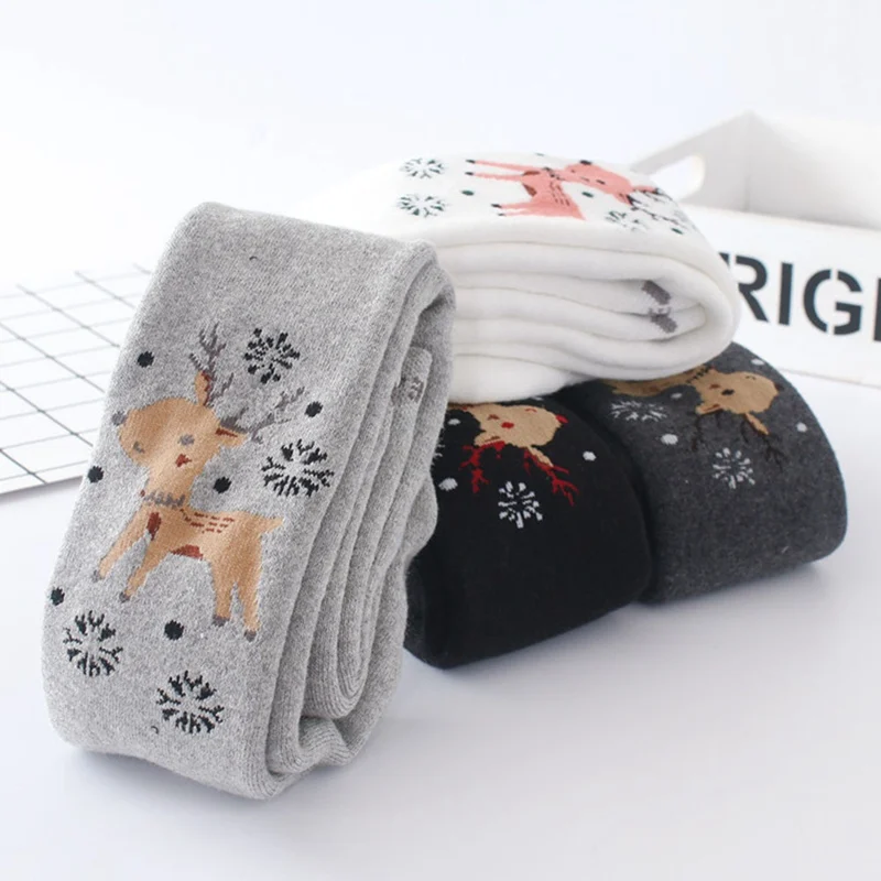 Милые колготки для маленьких девочек с рисунком оленя хлопковые эластичные