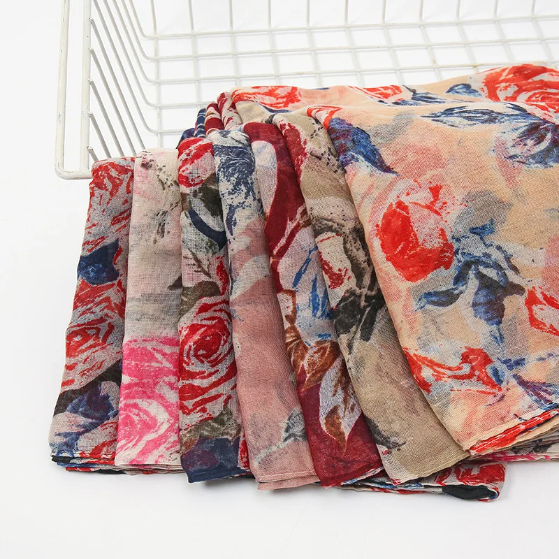 

Women Ladies Viscose Scarf Hijab Floral Printed Muslim Women's Shawls Wraps