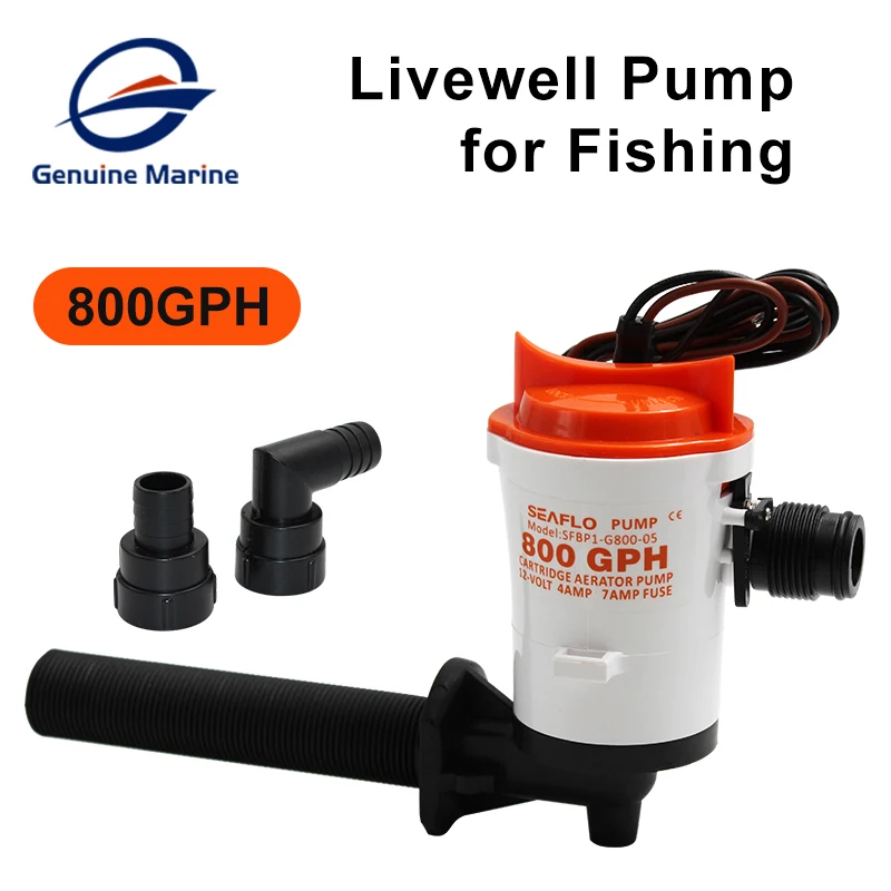 Seaflo 800GPH 12V Livewell Aeration Pump Bait Water Pump Live Bait Tank For Fishing Marine Boat Ship Bilge Pump Angled L Style