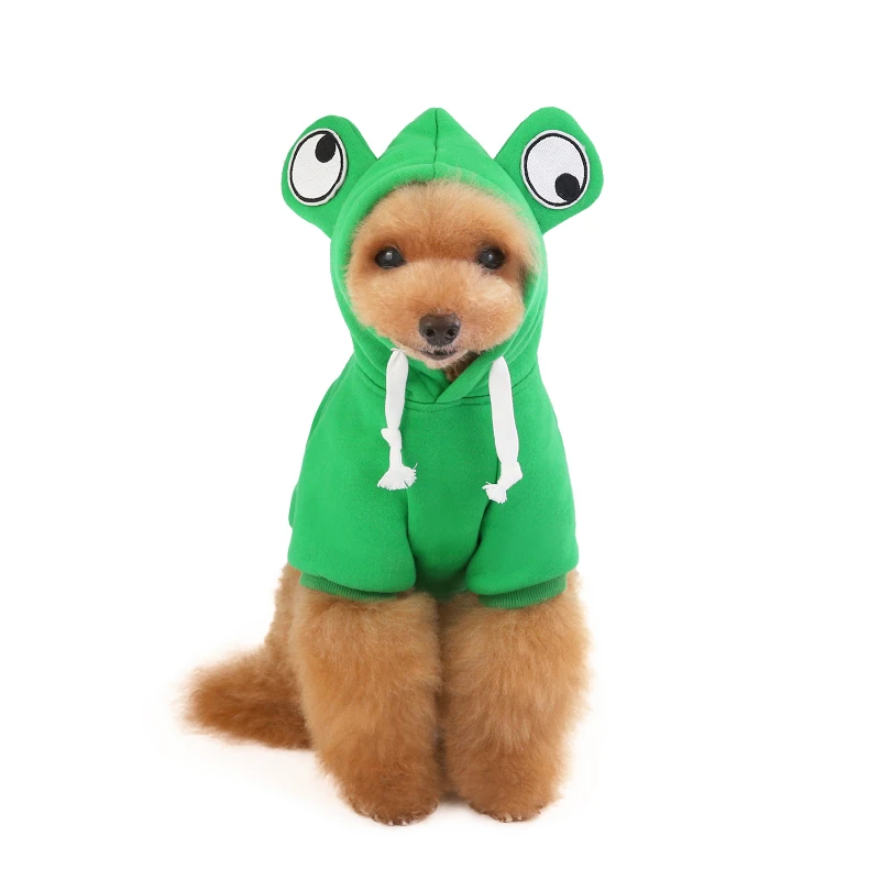 Одежда для домашних собак теплый костюм с лягушкой однотонный флисовый свитер