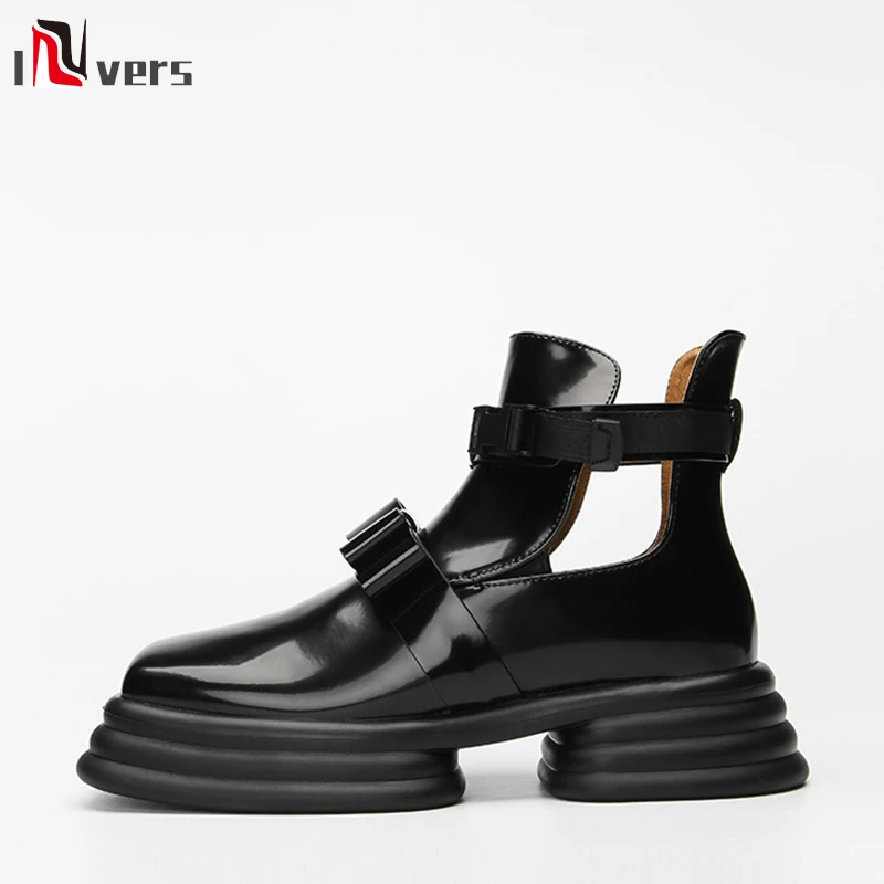 

Женские ботильоны на толстой подошве, осенние полусапожки с квадратными пряжками и вырезами, мотоциклетные ботинки мартинсы, новинка 2021