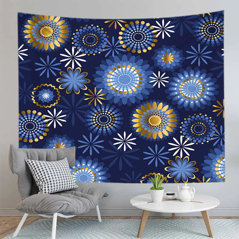 

Mandala Blanket Blue Wall Hanging Tapestry Yoga Mat Beach Towel Bedroom Decor Drop Shipping