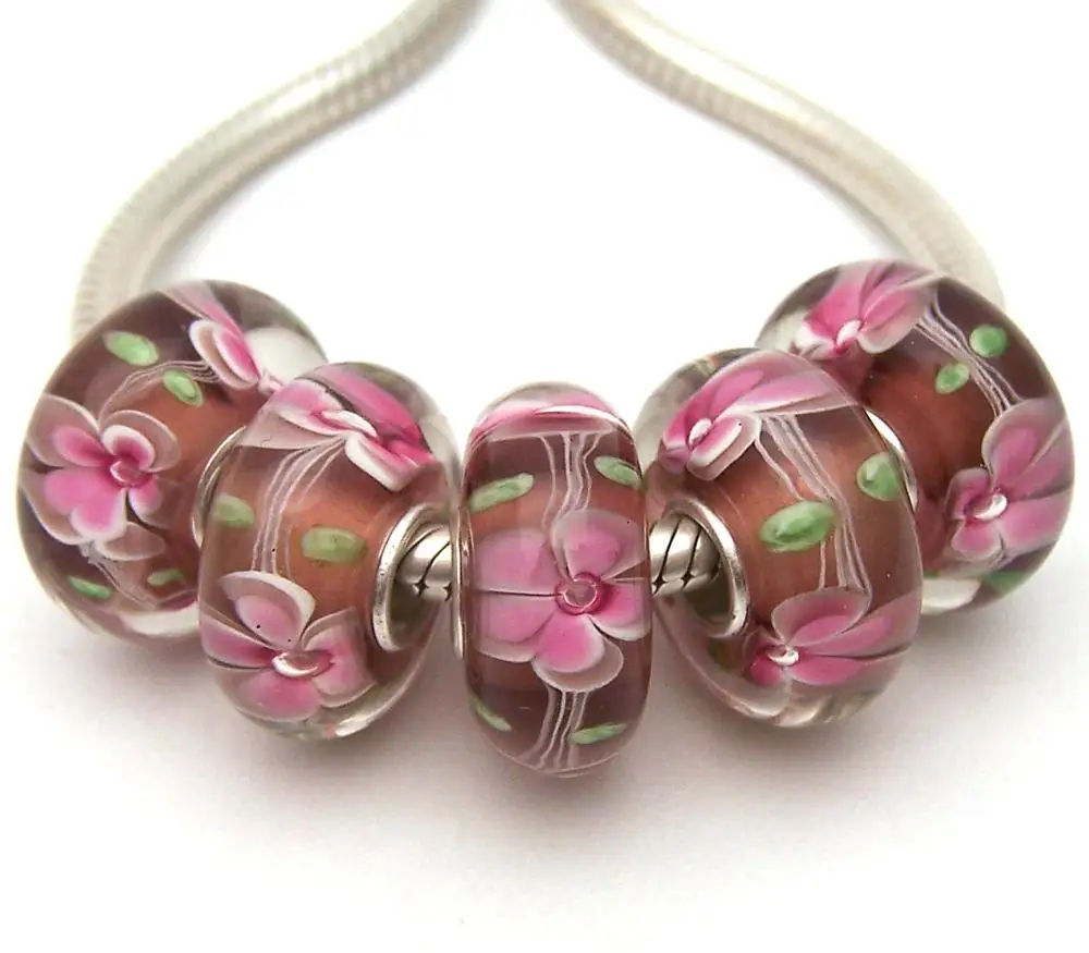 Бусины из серебра 100% пробы с муранским стеклом | Украшения и аксессуары