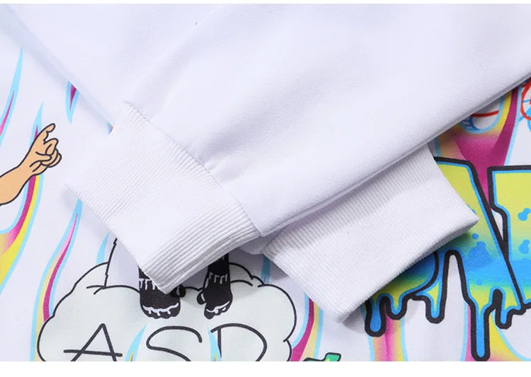 Aolamegs Hoodies Men Hip Hop Letter Print Men Pullover Cartoon Oversize Style Hooded Sweatshirt Lover High Street Streetwear