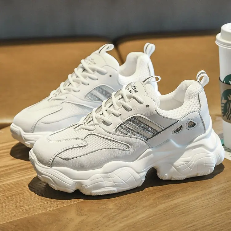 Женские кроссовки со шнуровкой дышащие на платформе прогулочная обувь для весны