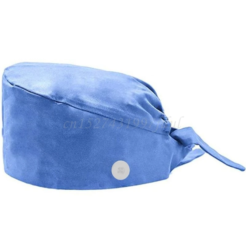

Unisex Women Men Nurse Cap Hospital Doctor Working Hat with Button Head Cover