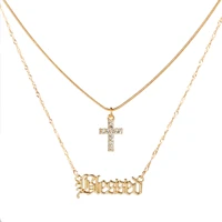 initial golden choker blessed letter name necklace for women simple cross love dream pendant valentines day gift