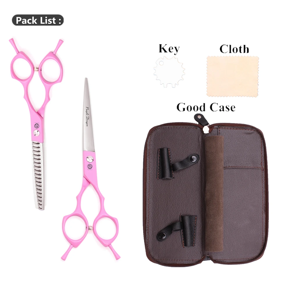 Ножницы Для Стрижки животных с мешочком фиолетовые драконы 7 &quotРозовые японские