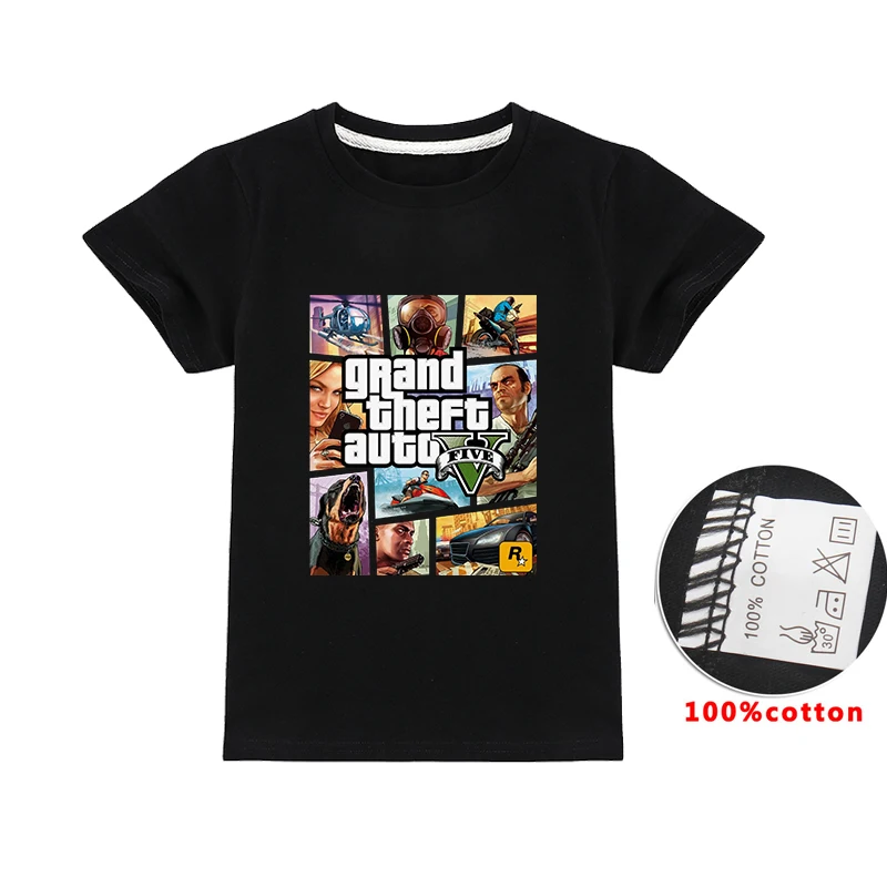 Футболка для мальчиков и девочек GTA 5 весна лето 2020 топы детей хлопковая футболка