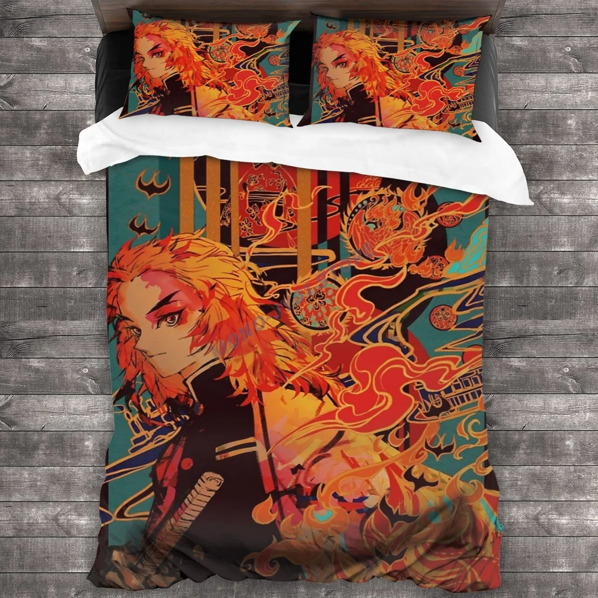 

Aesthetic Rengoku Bedding Set Duvet Cover Pillowcases Comforter Bedding Sets Bedclothes