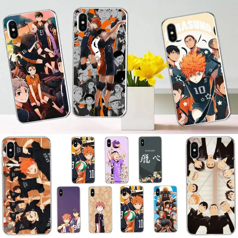 

haikyuu Volleyball Boy Anime Japan Phone Case Transparent soft For iphone 12 11 13 7 8 6 s plus x xs xr pro max mini