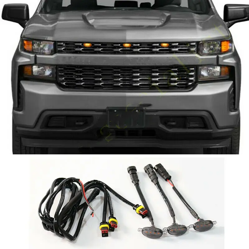 

Подходят для Chevrolet Silverado 1500 16-21 светодиодный автомобильный передний бампер решетка светодиодный ное желтое освещение Раптор стиль светильник комплект Декор W/провод скорость