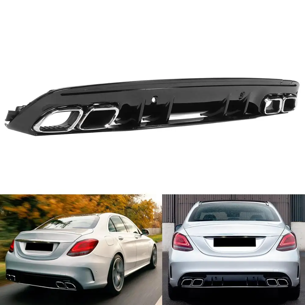 Для C63S внешний рассеиватель серебристая хромированная Quad выхлопные наконечники