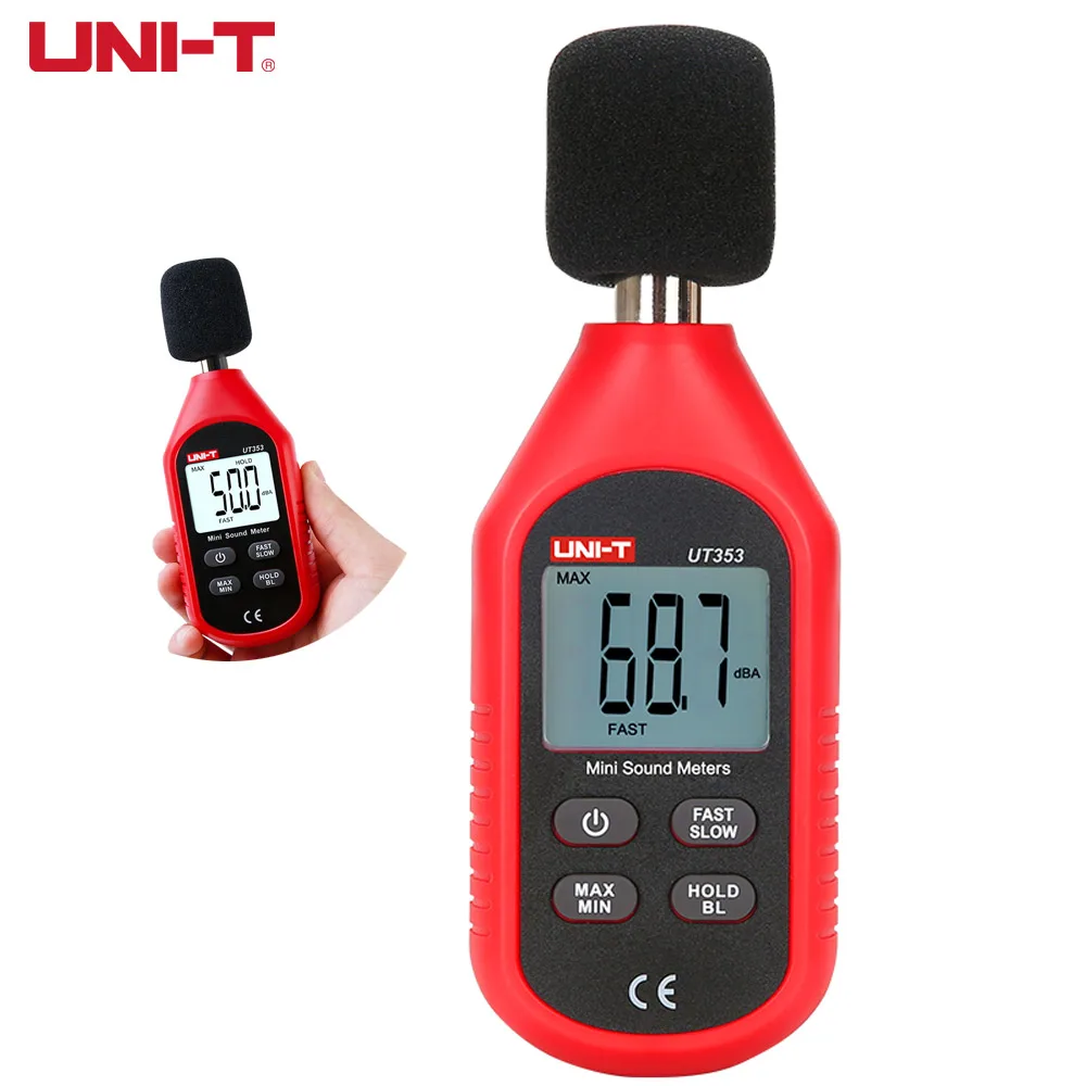 

UNI-T UT353 цифровой измеритель уровня звука, Шум измеритель уровня, тестер для измерения уровня, 30-130dB ЖК-дисплей Подсветка