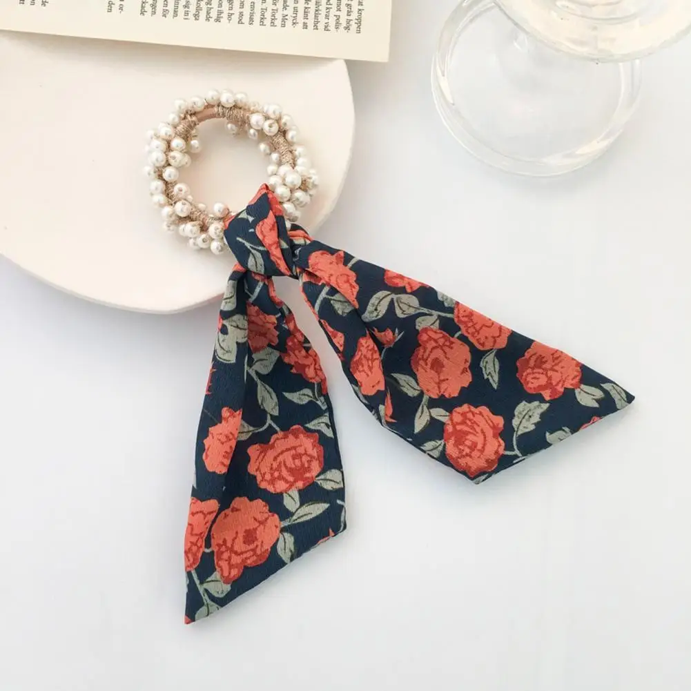 

Резинки для волос с цветочным узором, моющаяся универсальная резинка для волос с искусственным жемчугом для девочек