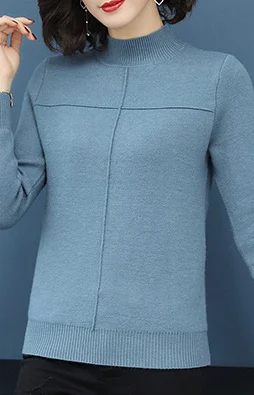 

FASHION autumn and winter hem high slit round neck long sleeve pullover sweater sweater Black