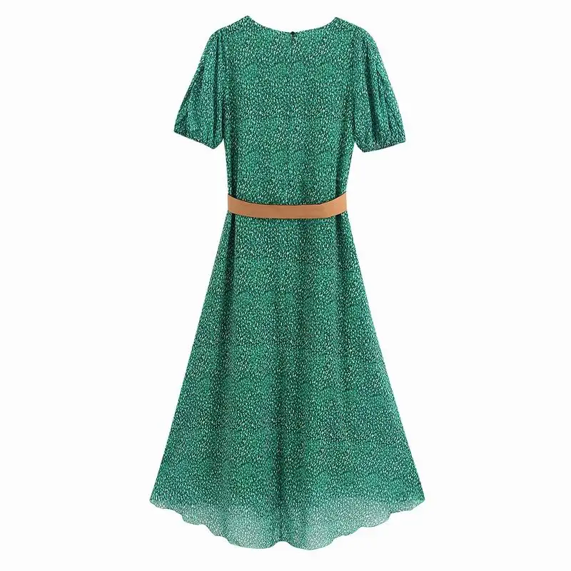 Летнее платье с поясом Лето 2020 новые модные принты шифоновые платья подкладкой