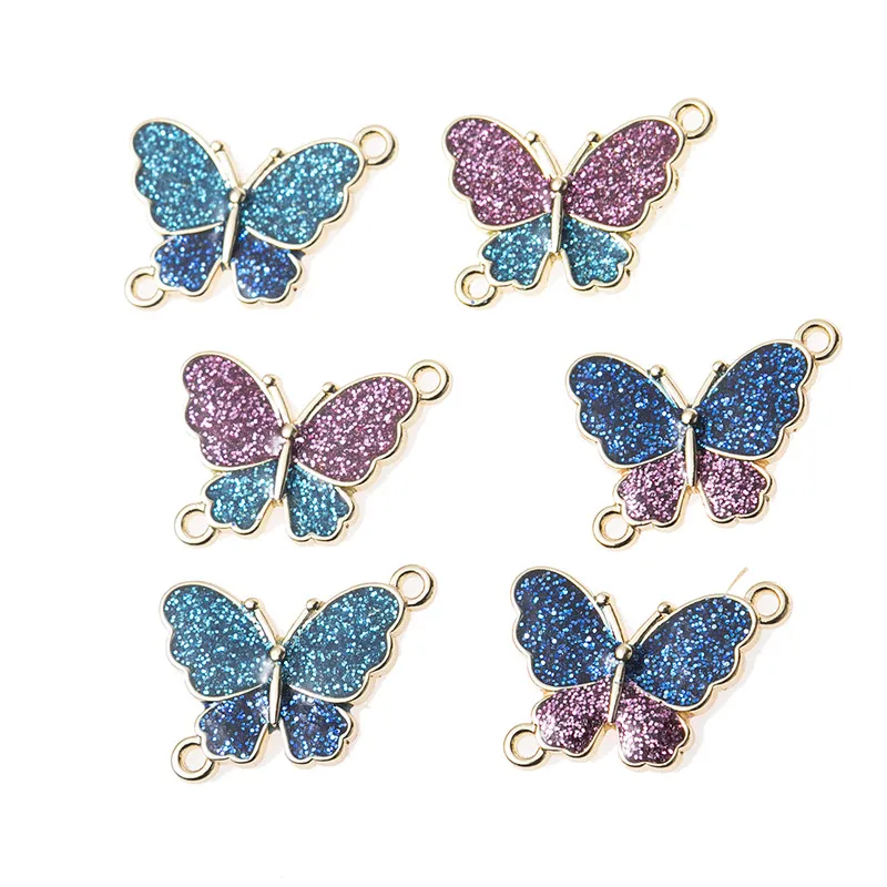 

10pcs/pack Colorful Cute Shiny Butterfly Charms Connector For Women Girls DIY Bracelet Necklace Jewelry Accessories