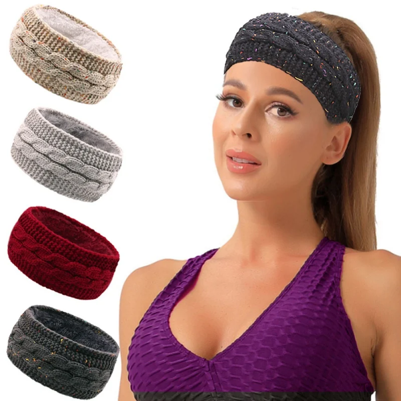 

Turban Hair Accessories Girl Hair Band Headwraps Ear Warmer Wide Knitting Woolen Headband Winter Warm Ear Women Thicken