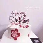 Золотой акриловый счастливый Фотофон, Розовый Блестящий Топпер для кексов, флаги для детского дня рождения, фотография торта