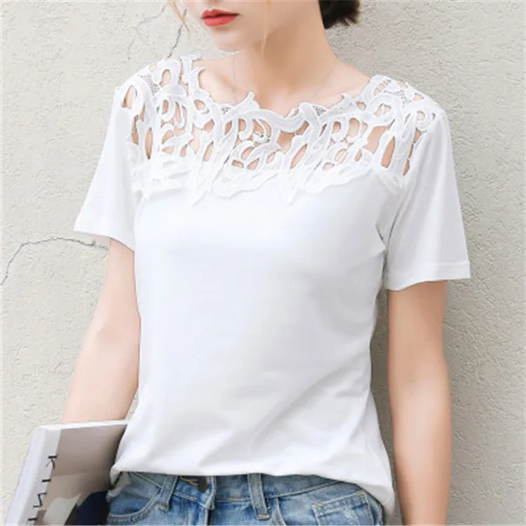 

2021 new high quality women's T-shirt solid T-shirt