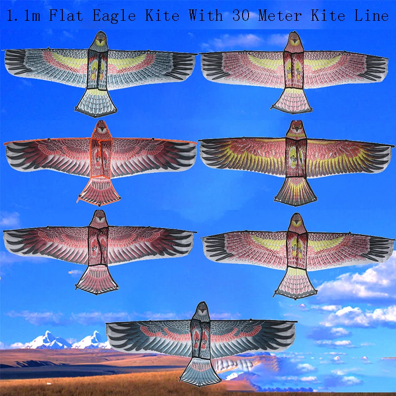 

1,1 м плоский воздушный змей в виде орла с 30 м леска для бумажного змея детских штанишек воздушные змеи в форме птиц ветрового стекла игрушки ...