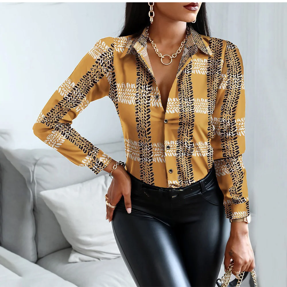 Осенняя женская черная рубашка с цветочным принтом модные повседневные топы