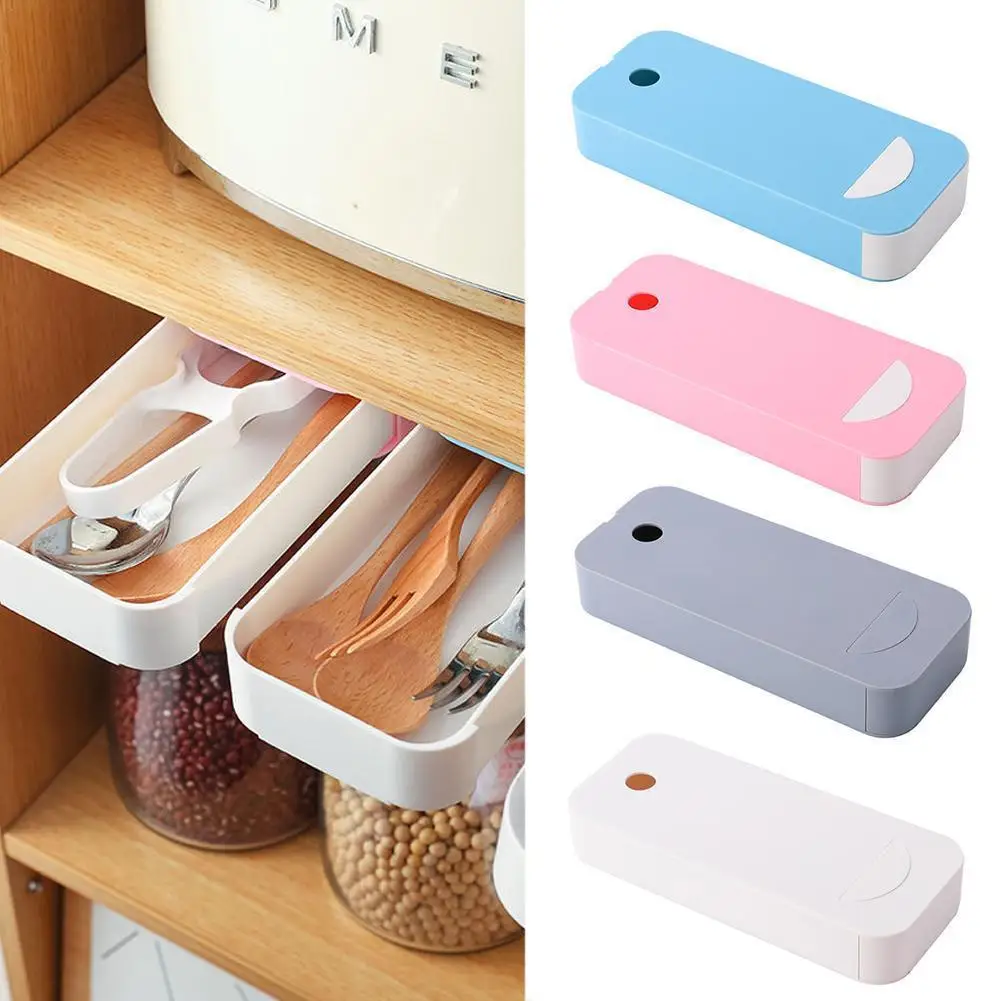 

Storage Drawer Organizer Box Self Stick Pencil Tray Hidden Table Under Paste Plastic Desk Memo Pen Stationery Case Self Adhesive