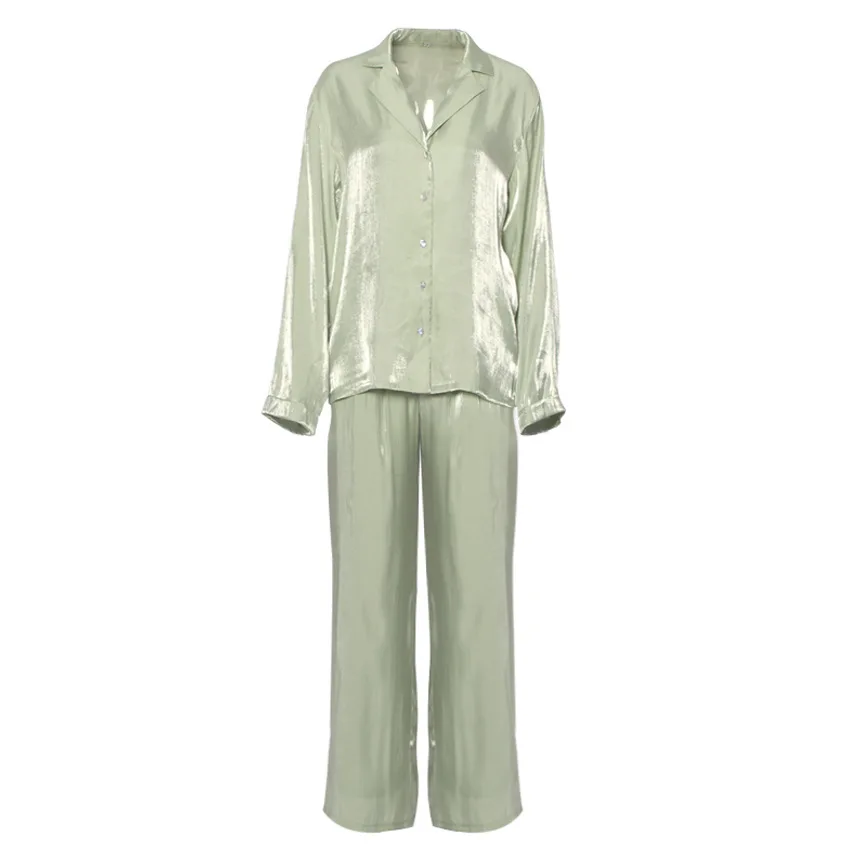 

Za 2021 autumn new long sleeved loose shirt long pants set temperament leisure fashion two-piece set women's summer