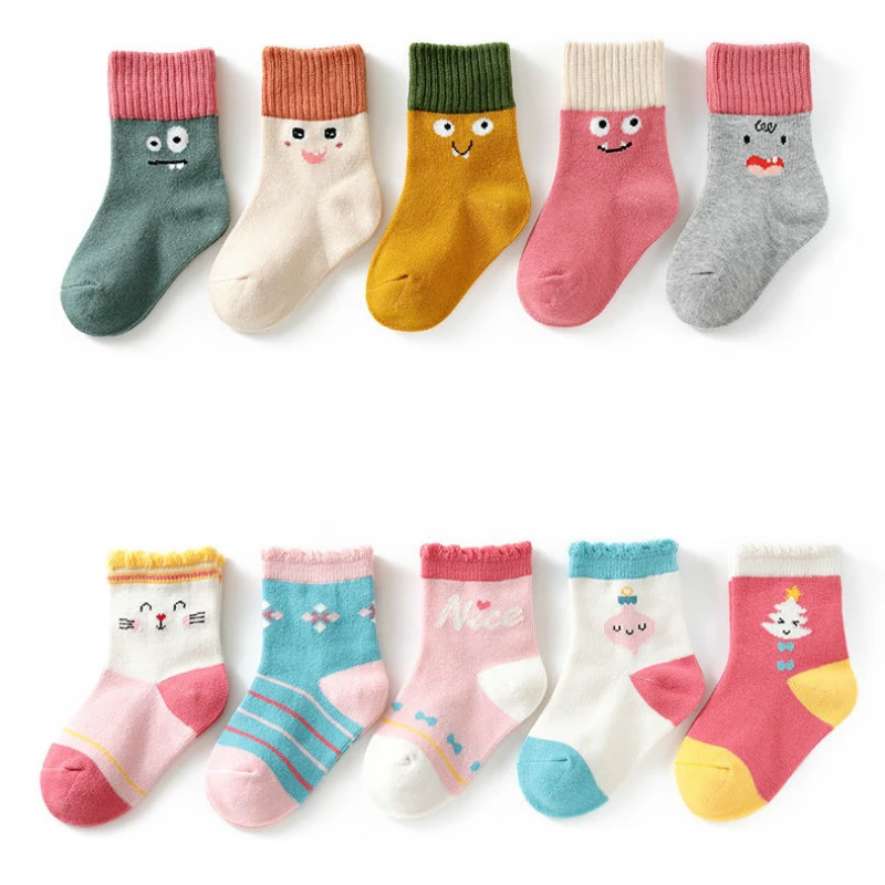 

5 пара/лот детские мягкие хлопковые носки для девочек комплект одежды для маленьких мальчиков и девочек, стильная футболка с изображением п...