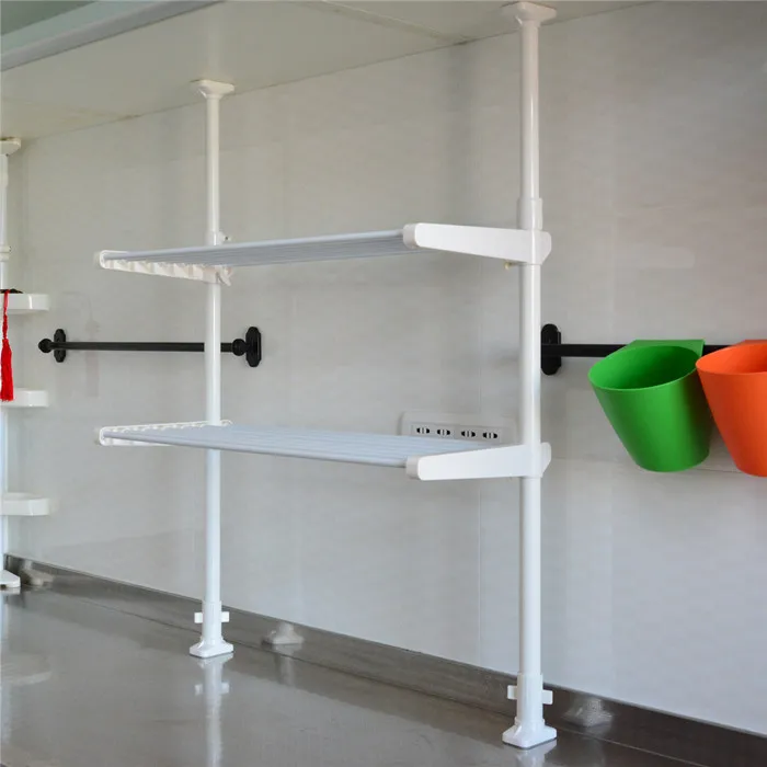 

Kitchen Racks Double-layer High-carbon Steel Paint Tube Free Punching Desktop Storage Space Saving Base Is Firm Moisture-proof