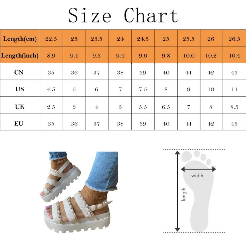 

2021New Ladies Sandals Women's Open Toe Female Chain Decoration Flat Shoes Ladies Platform Leather Platform Sandals Thick Bottom