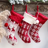 xmas childrens candy bag socks decoration snowflake wavy stripes pendant gift fireplace tree ornaments