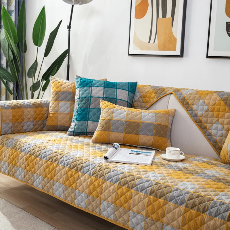 

Cotton Sofa Cover Cushion Four Season Sofa Towel Modern Simple Living Room Corner Sofa Armrest Towel Home Decore