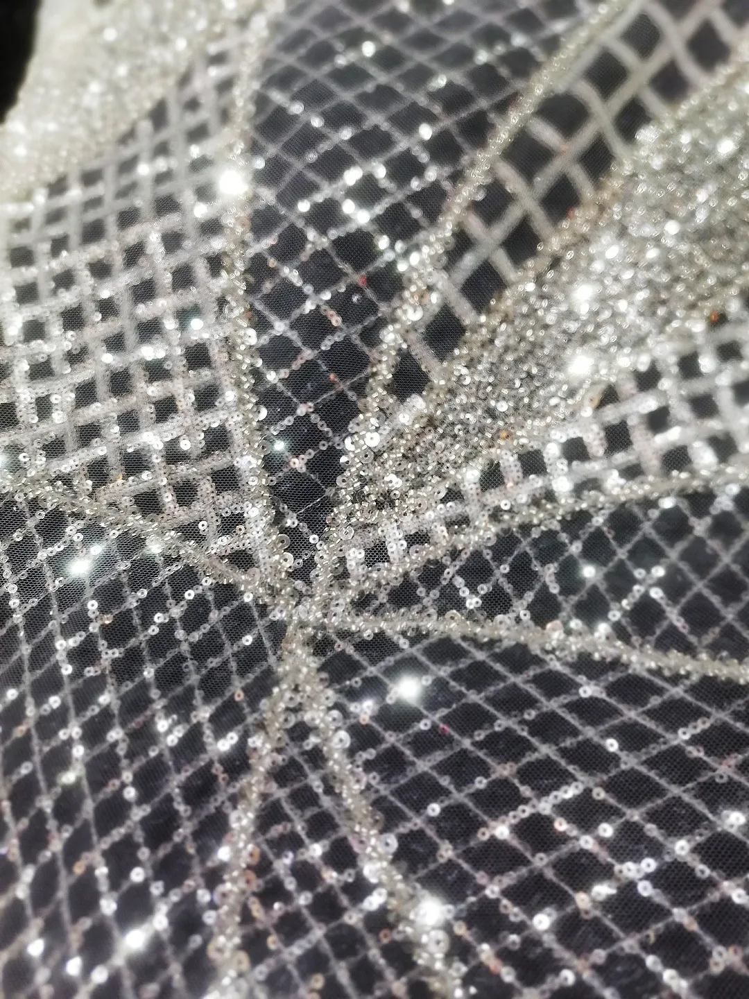 

Высококачественная ткань из бисера с кристаллами и блестками, вышитая французская Тюлевая сетчатая кружевная африканская ткань для свадебных вечерних платьев, белая