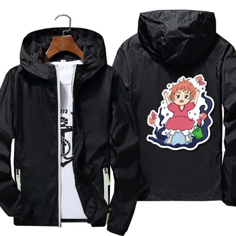 

Мужская ветровка Ponyo 1, куртка со светоотражающей кожей, весна-осень, брендовая куртка с принтом, 2021