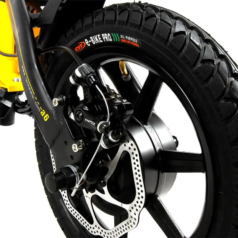 Портативный электрический велосипед 2 колеса синий/белый/желтый 14 дюймов 36 В 8 7 Ач