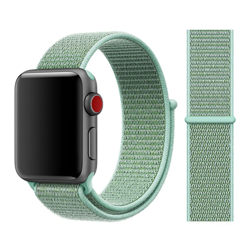 Нейлоновый ремешок для Apple watch 5 ремешок 44 мм 40 мм iWatch ремешок 42 мм 38 мм спортивный ремешок для часов Браслет Apple watch 4 3 2 1 38 40 44 мм - Цвет ремешка: marine green